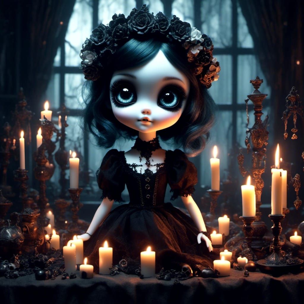 Spooky Gothic Elf Girl in Haunted Mansion