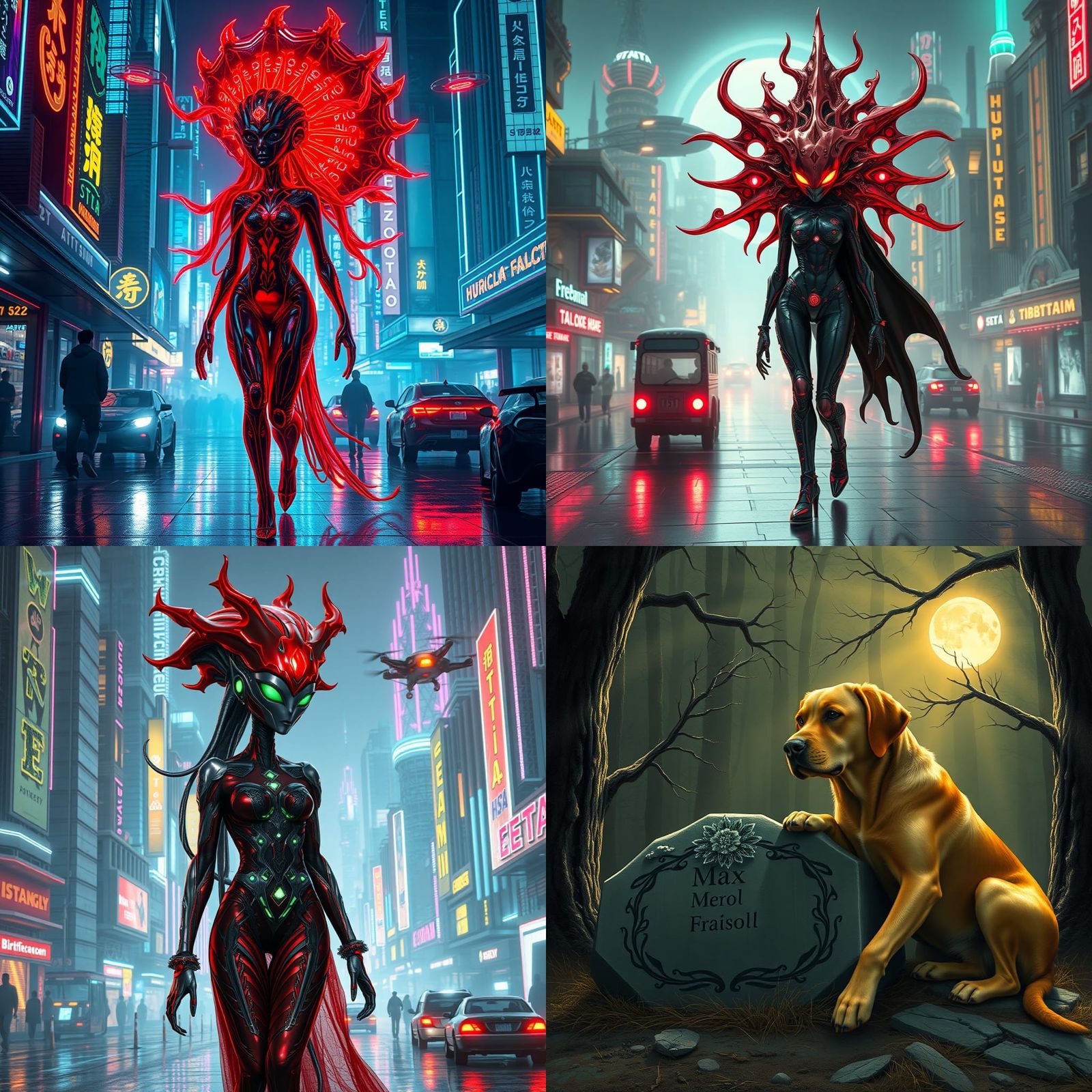 Alien Sorceress in Cyberpunk City of the Future