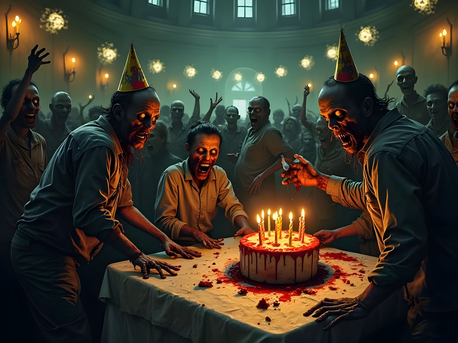 Zombies Celebrate Birthday Party With Games