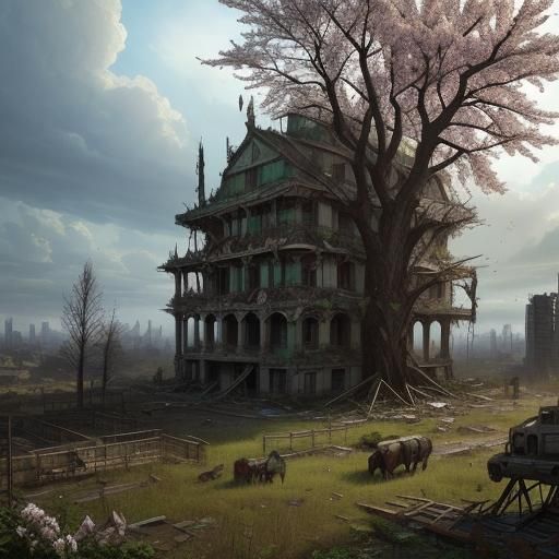 Post-Apocalyptic City with Biblical Art Elements