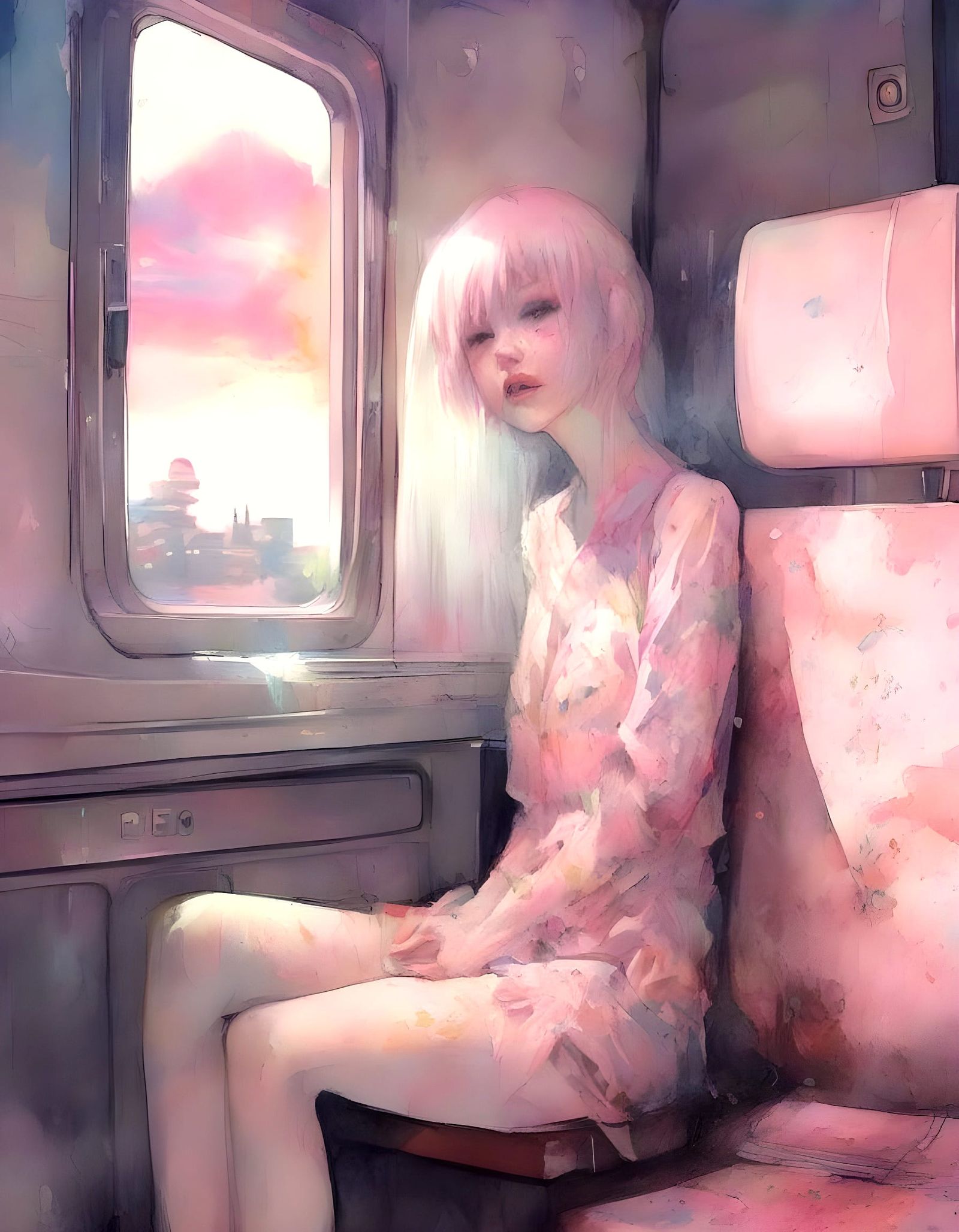 Decaying Dreamcore Metro Interior with Fantasy Creatures