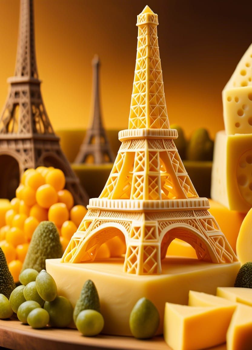 Eiffel Tower Cheese Sculpture in Paris
