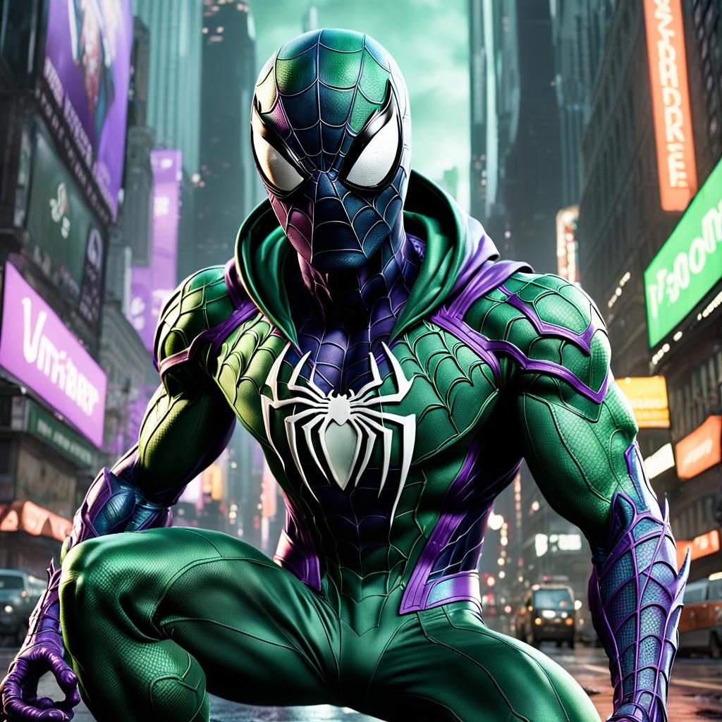 Spiderman Venom in Hooded Green Suit