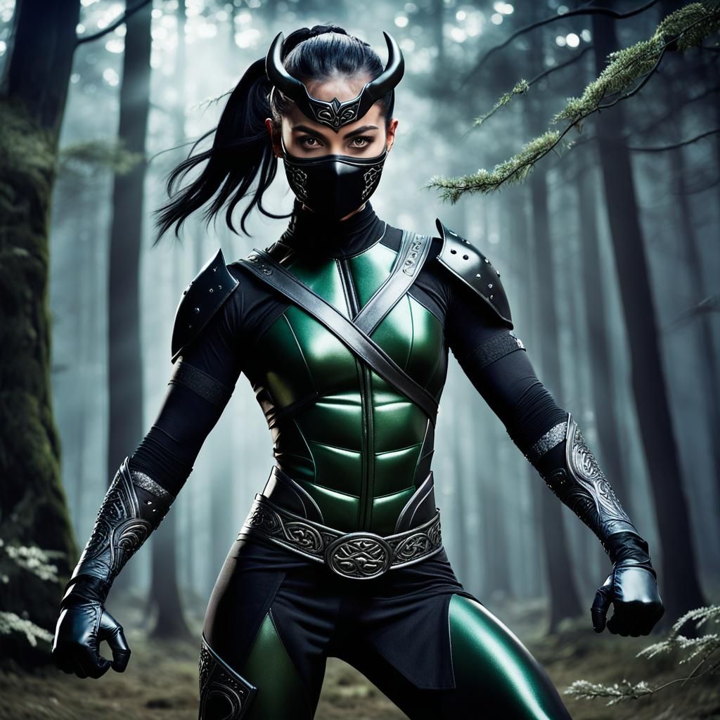 Ninja Woman Portrait in Manga Art Style