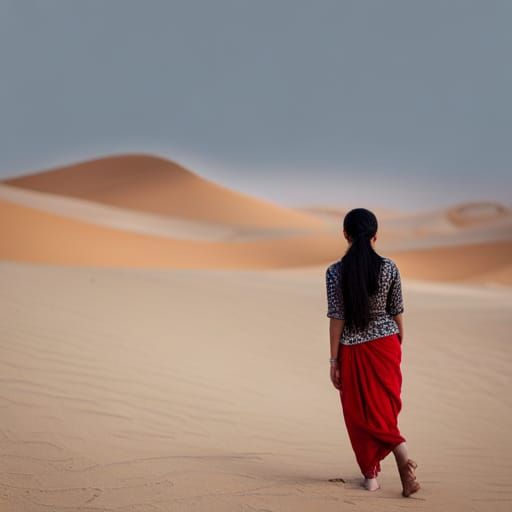 rajasthan dunes, girl, realistic