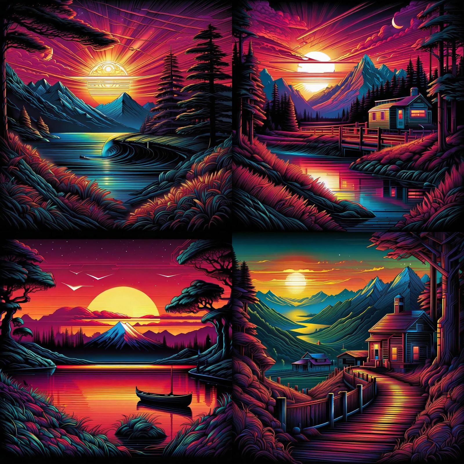 Dynamic Art Illustration with Bold Lines and Vibrant Colors