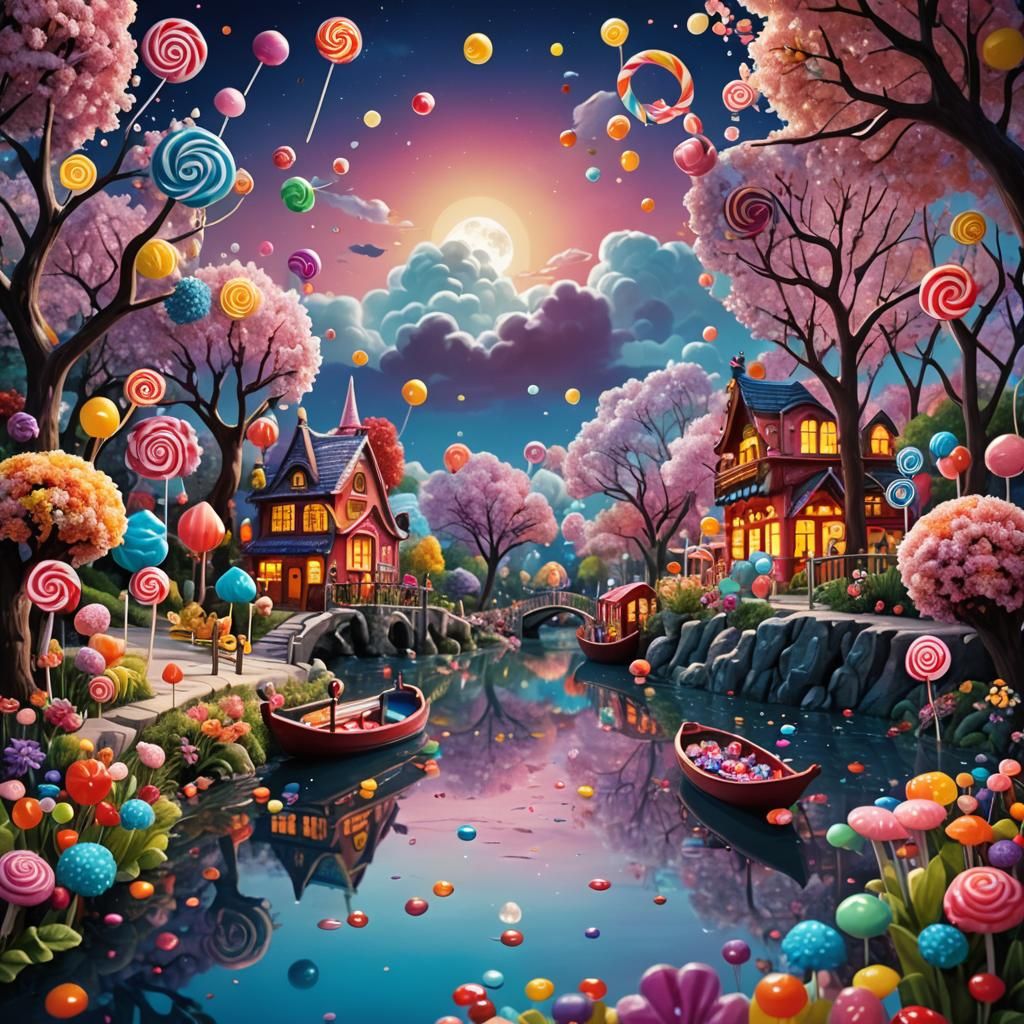 Mystical Candy Garden with Silver River