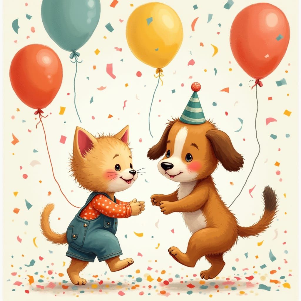 Whimsical Friends Celebrate in Colorful Style