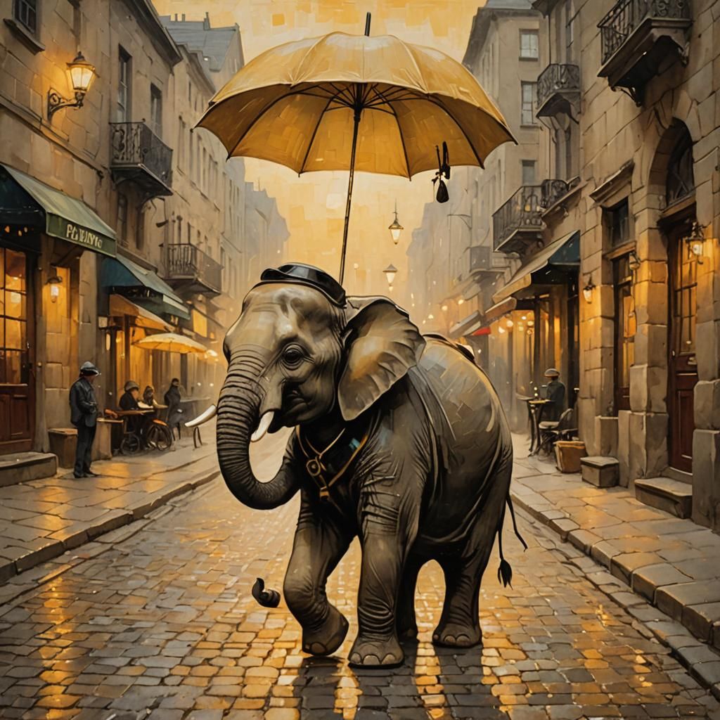 Elephant in Top Hat: Nostalgic Retro Illustration