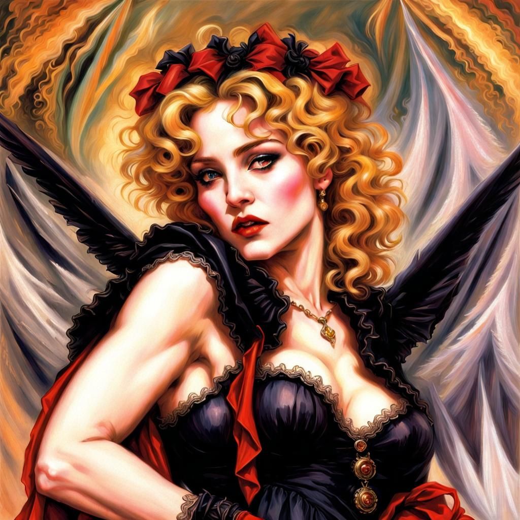Madonna as Vampire Witch Angel in Anime Style