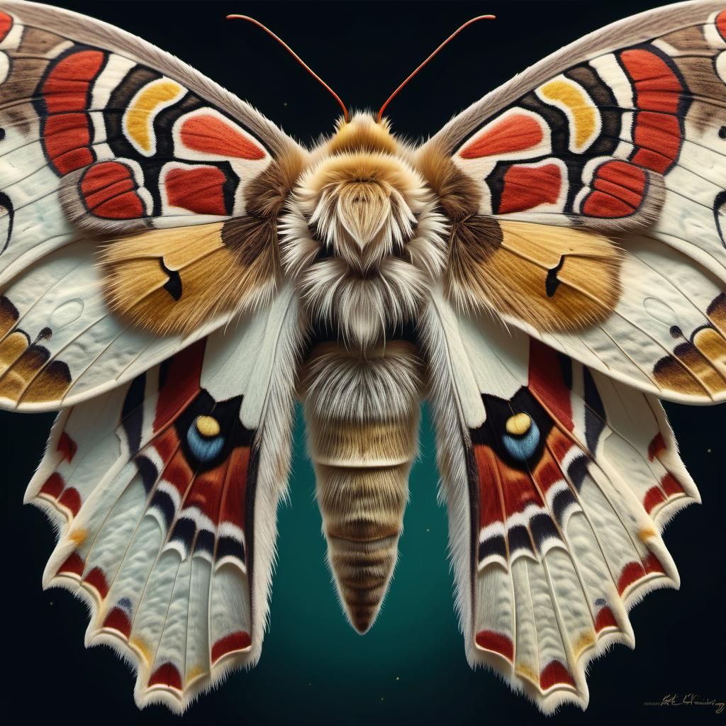 Psychedelic Silk Moth Macro Portrait in 8K