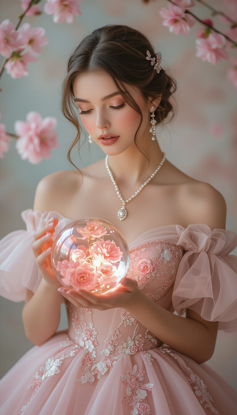 Romantic Portrait of Woman with Glowing Orb
