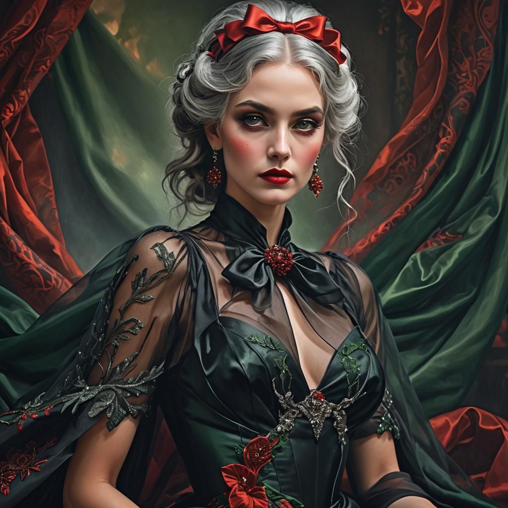 Glamorous Seductress Portrait in High Fantasy Style
