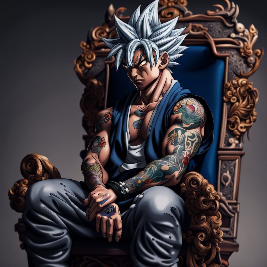 Goku as Yakuza Boss with Japanese Tattoos