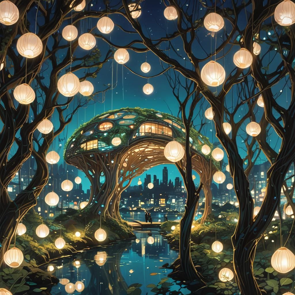 Bioluminescent City in Shell, Fantasy Architecture
