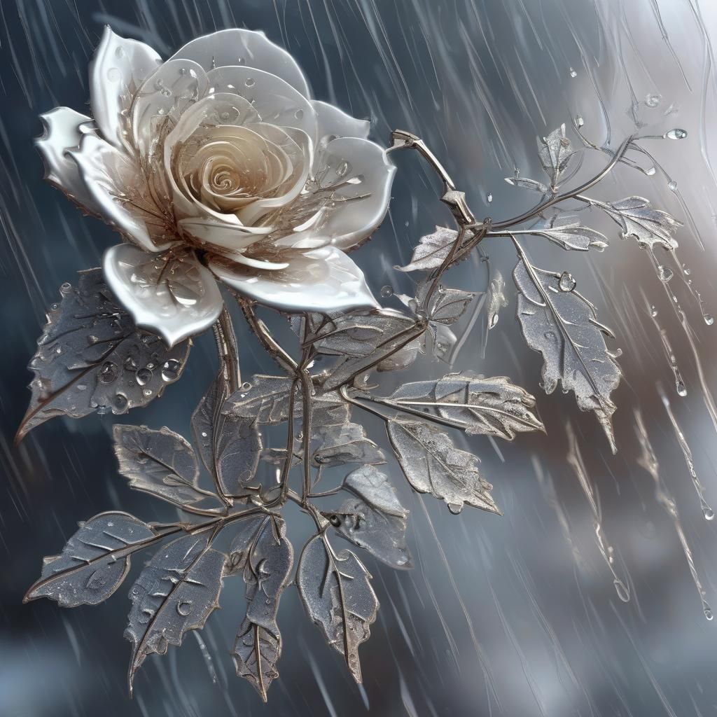 Rainy Day Flower in Steampunk Style