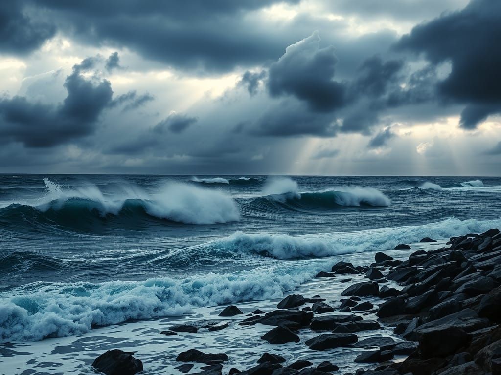 Cinematic Ocean Storm with Crashing Waves