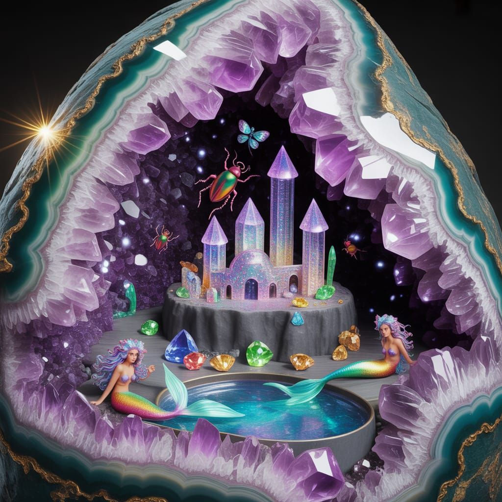 Jewel Kingdom Inside Geode, Digital Illustration