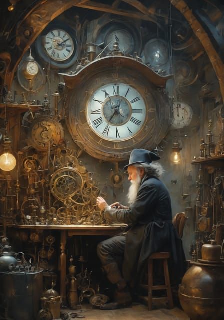 Steampunk Clock Repair Scene