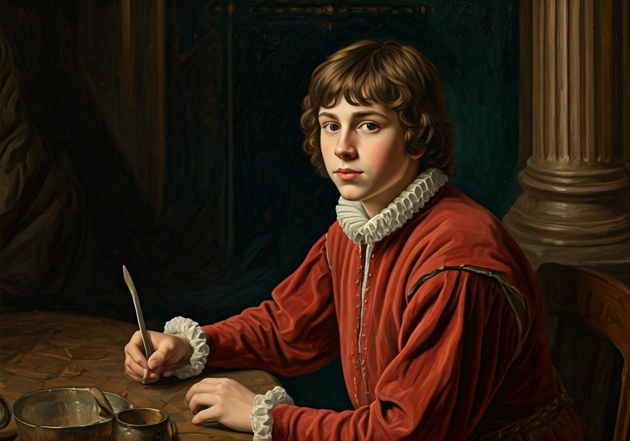 Medieval Teen Boy in Neo-Impressionist Style