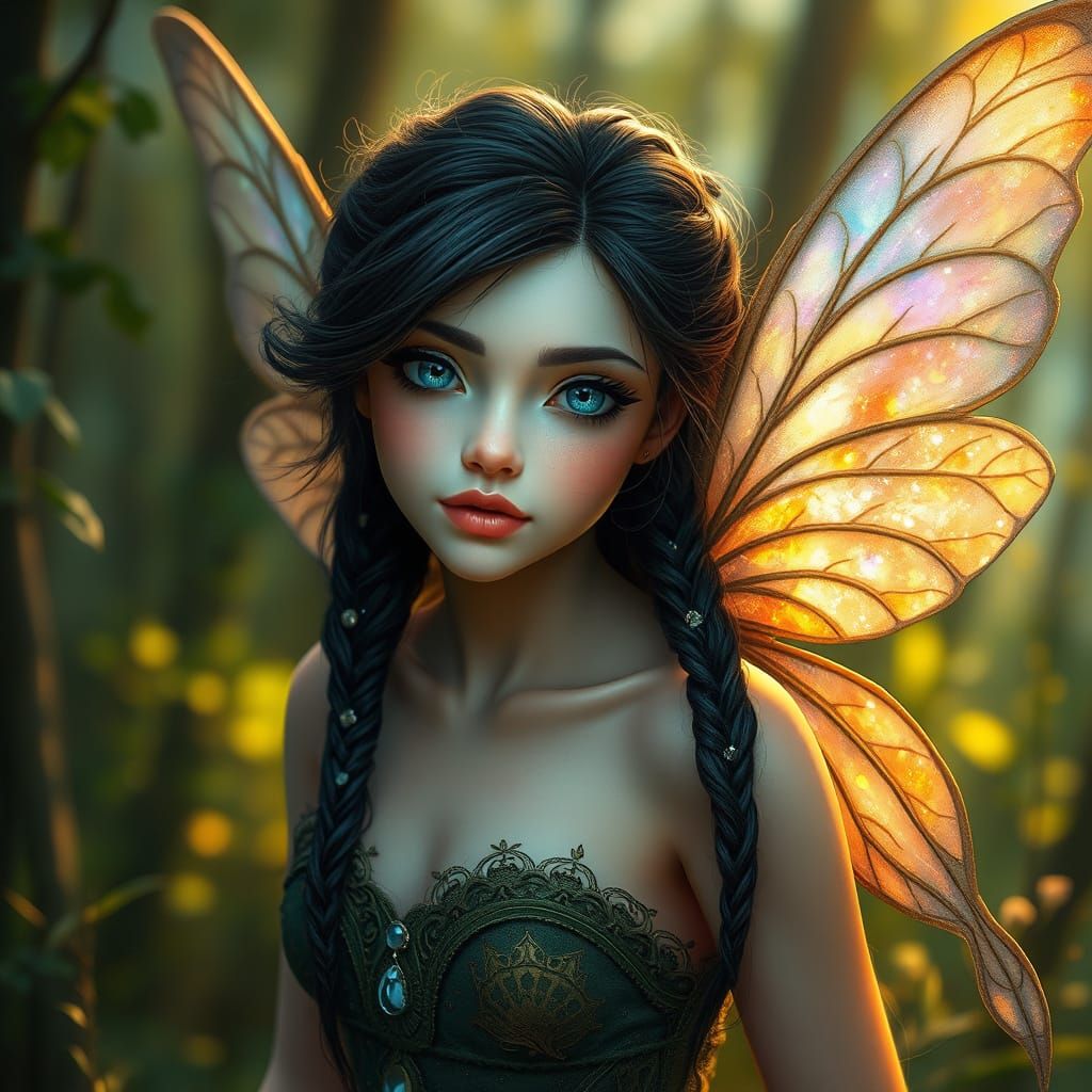Ethereal Fairy Emerges from Forest in Fantasy Art Style