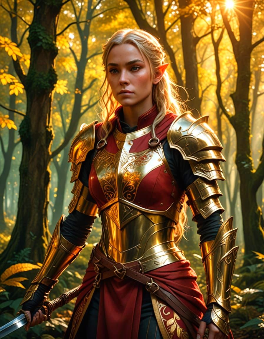 Elven Paladin in Forest Concept Art