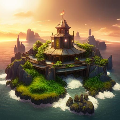 Fantastical Floating Island Concept Art