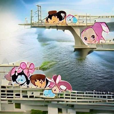 Kawaii Anime Bridge over River