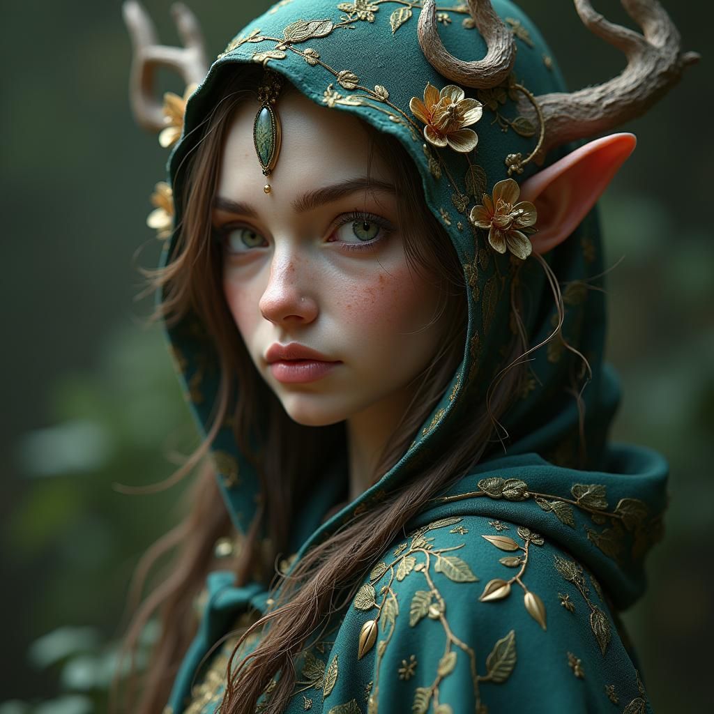 Fantasy Wood Witch in Detailed Digital Rendering