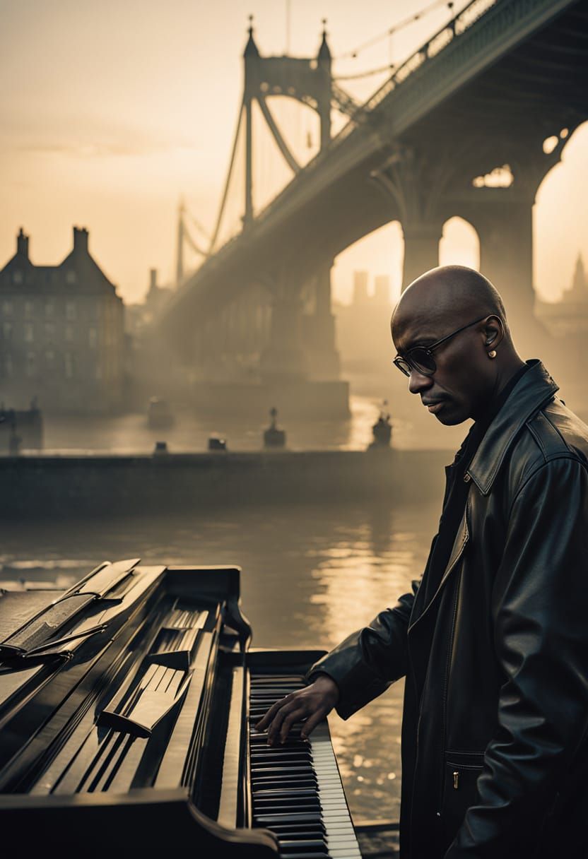 Gritty Film Noir Portrait on London Bridge