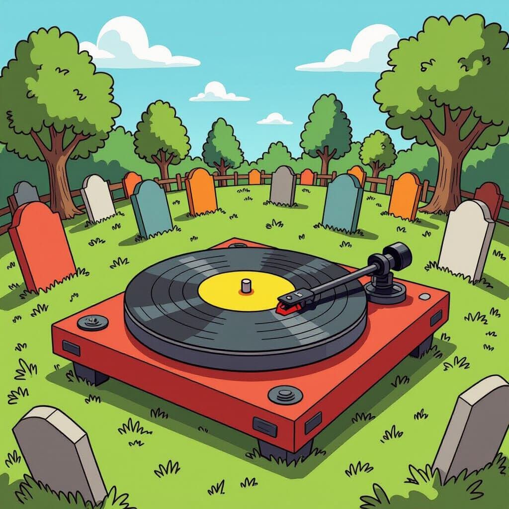 Turntable Graveyard in Rube Goldberg Style