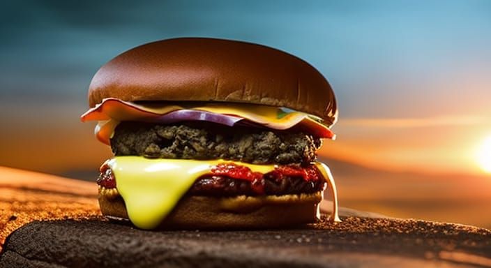 Hyperdetailed Hamburger in Natural Lighting