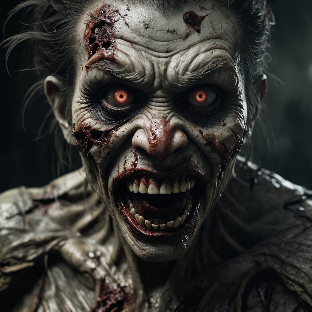 Maniacal Zombie Monkey Monster Clown Grins in Tattered Cloth...