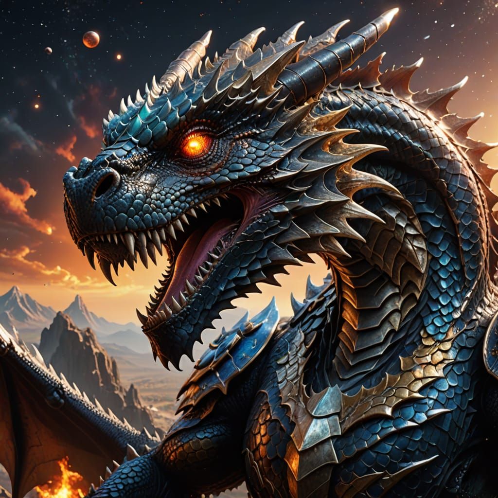 Majestic Cosmic Dragon Engulfs Earth in Glorious Hyper-Reali...