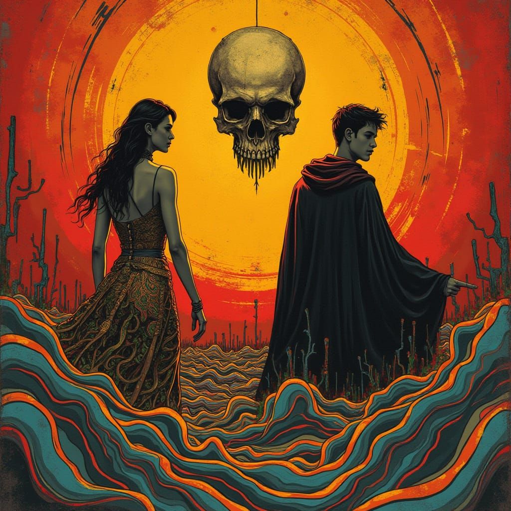 Vintage Bengali Pulp Fiction Book Cover with Abstract Patter...