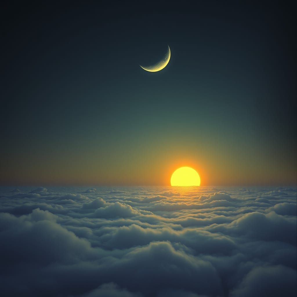 Serene Lunar Dawn in Ethereal Light