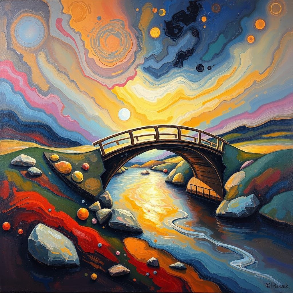 Ethereal Dream Bridge in Neo-Impressionist Style