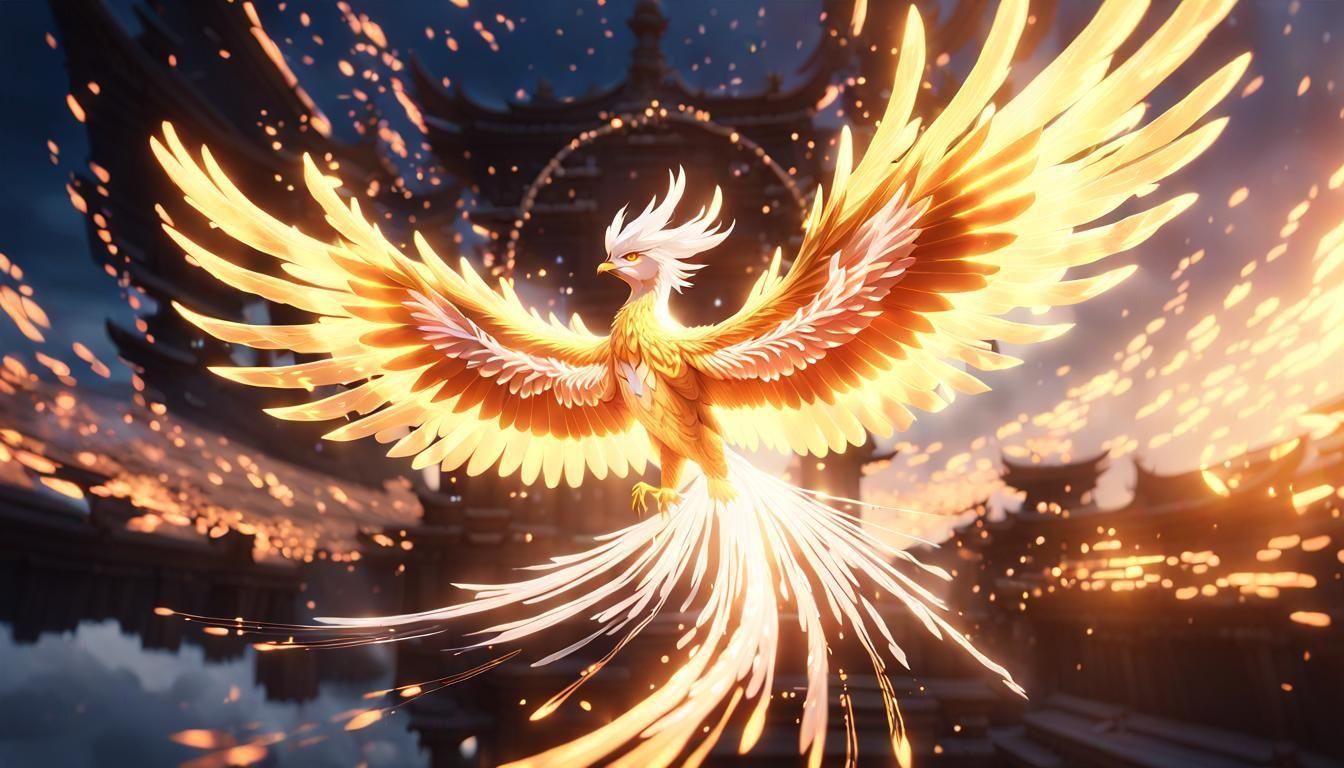 Glowing Phoenix Soaring Through the Sky