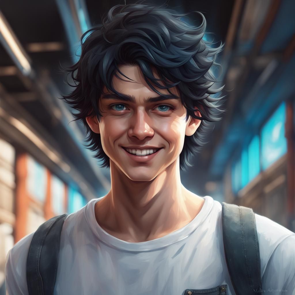 Teenage Boy Portrait with Icy Blue Eyes