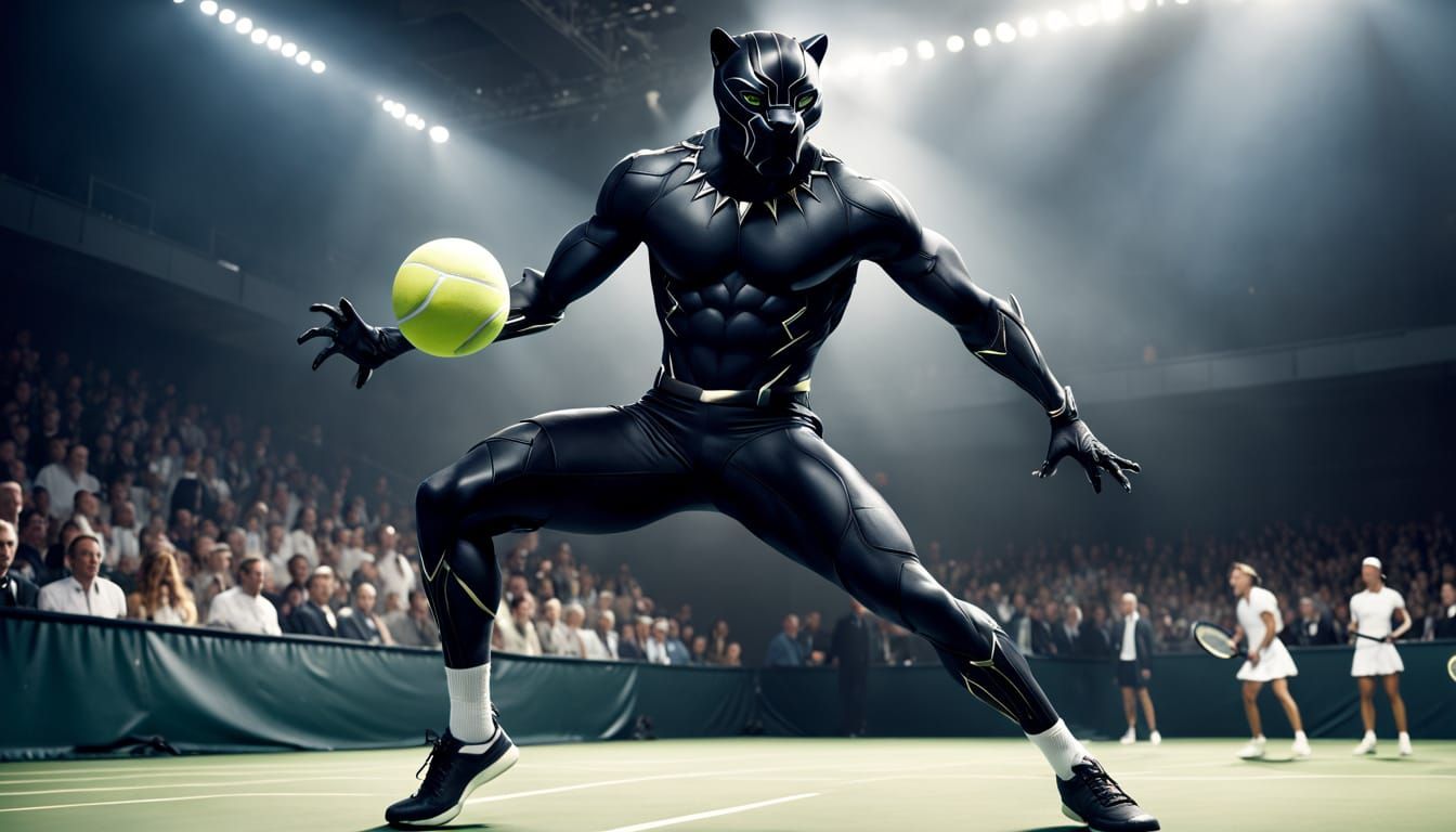 Black Panther Returns Volley at Wimbledon