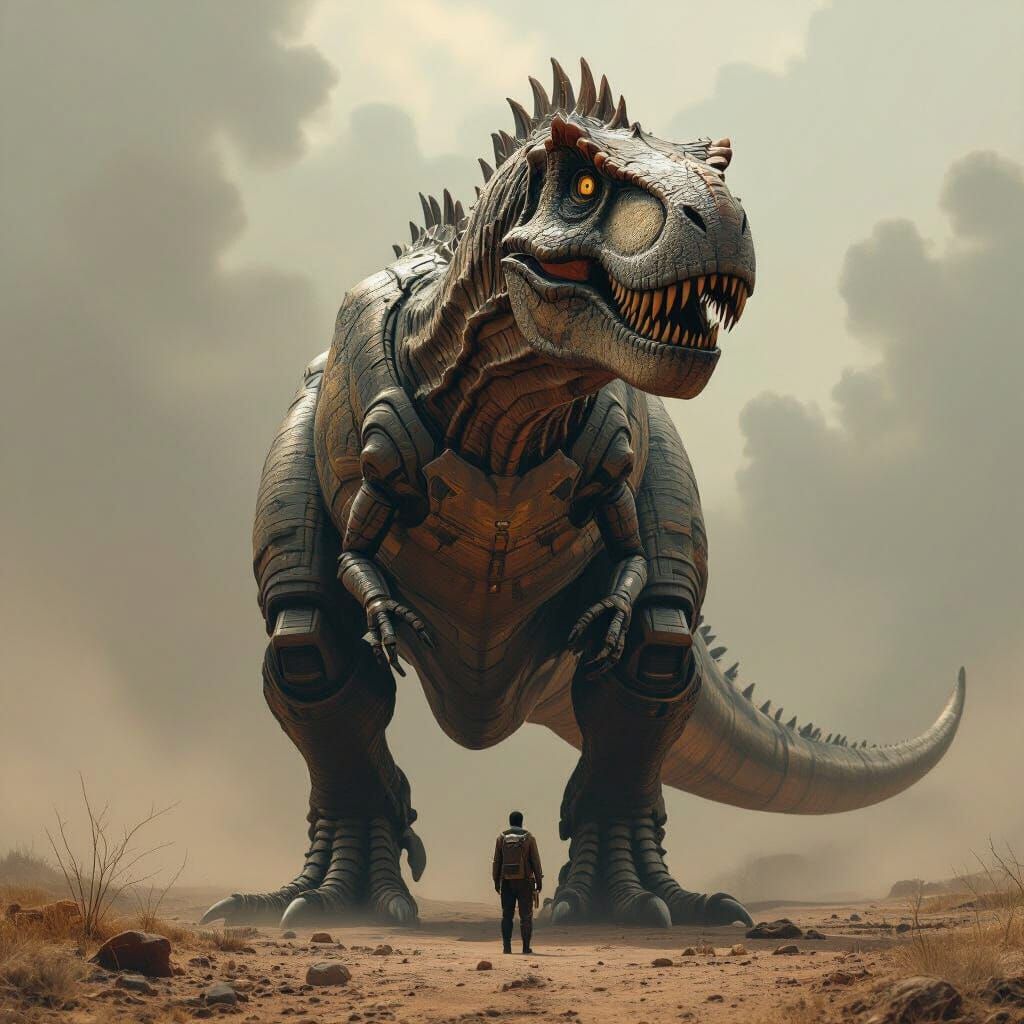 Mechanical T-Rex in Sci-Fi Cinematic Style