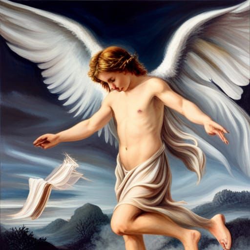 Old Testament Angel Acrylic Painting