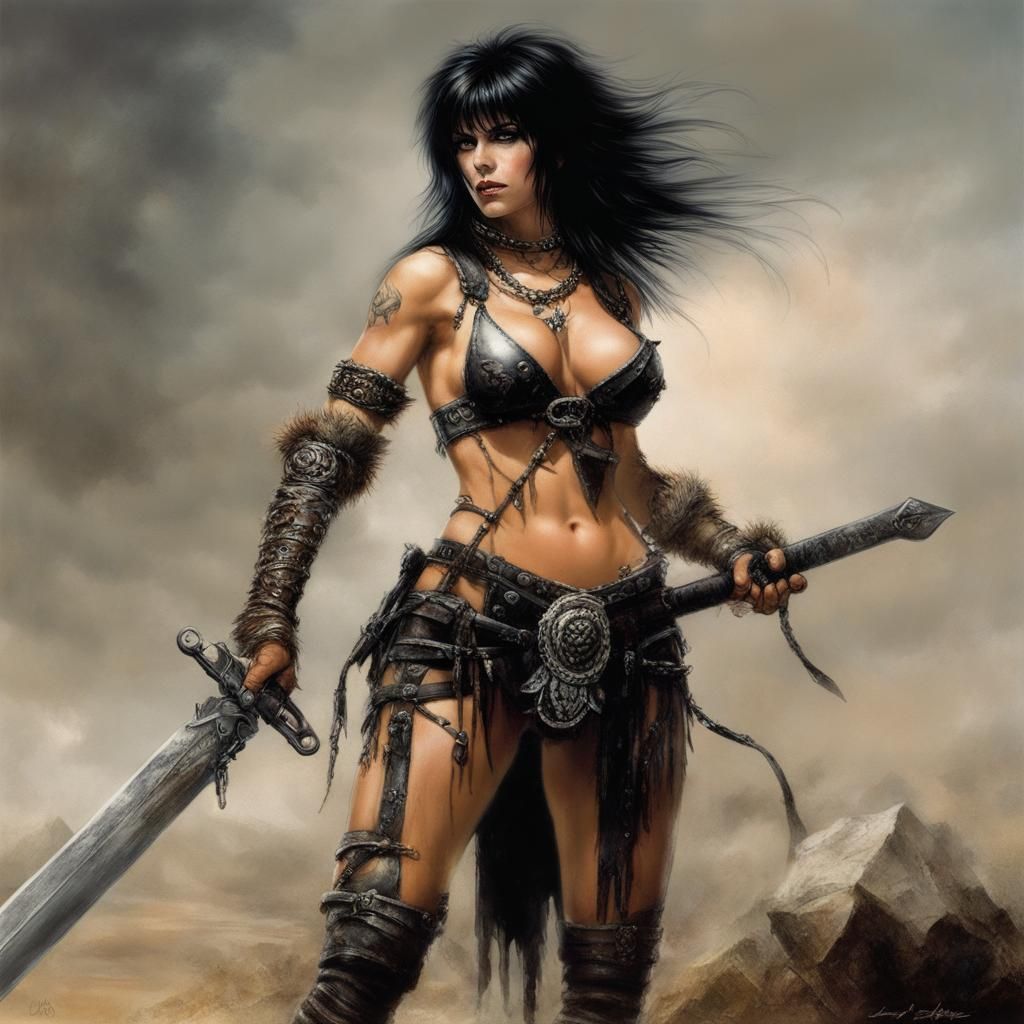 Barbarian Warrior on Battlefield in Fantasy Style
