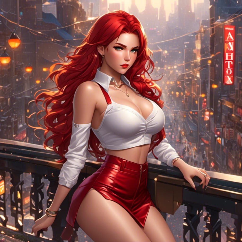 Muscular Redhead in College City as Digital Art