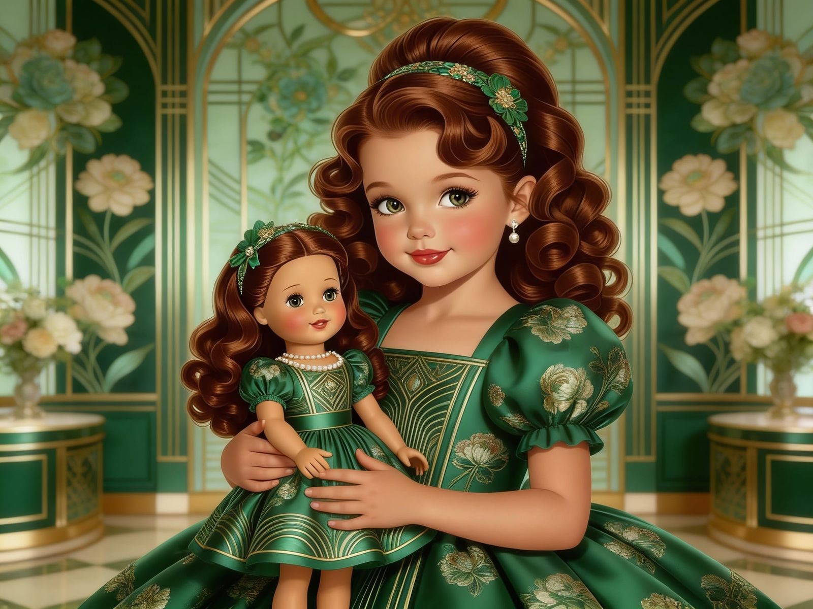 Art Deco Floral Interior With Verdant Green Accents