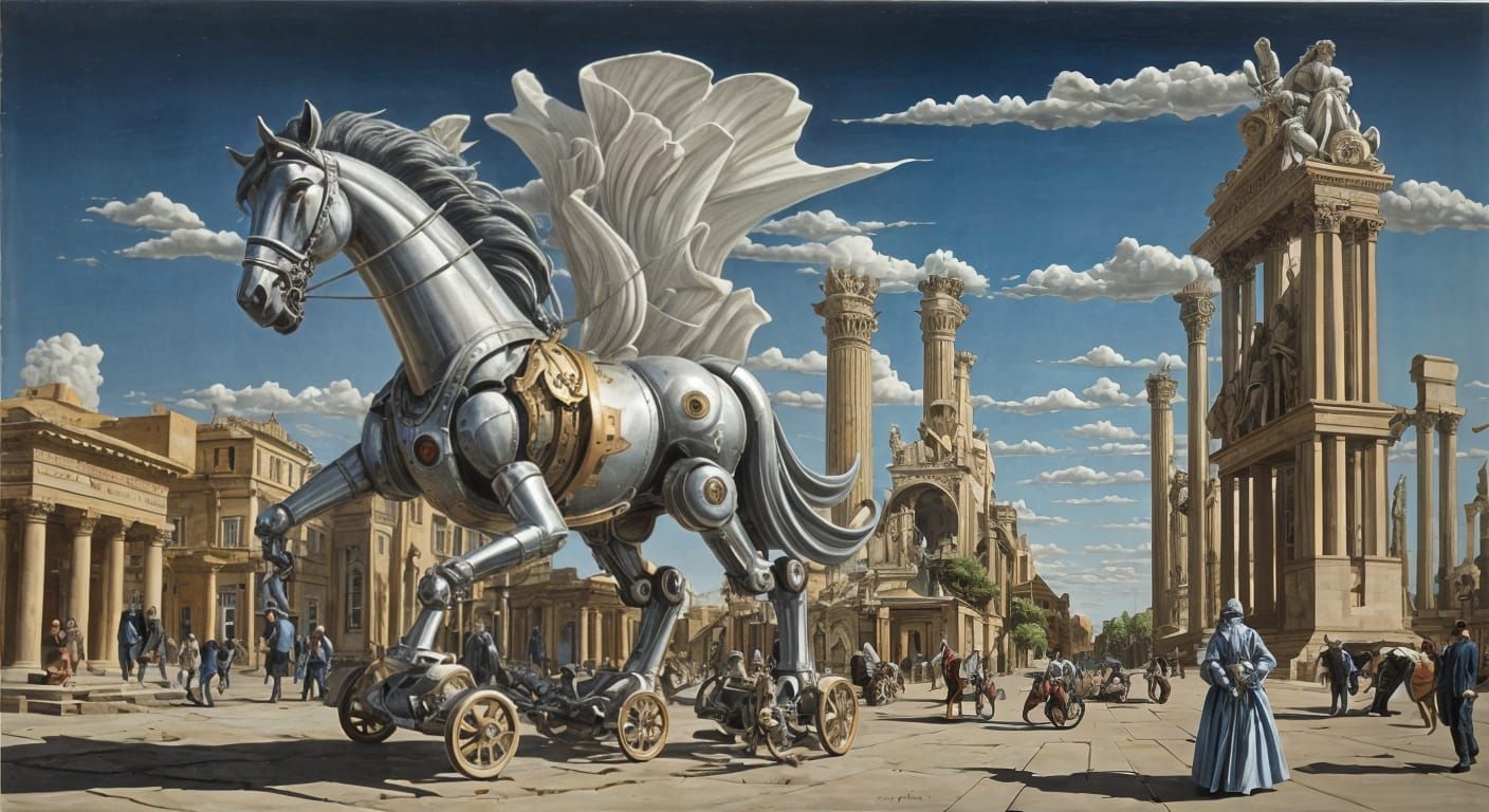 Uchronian Greek Cityscape in a Surrealist Style
