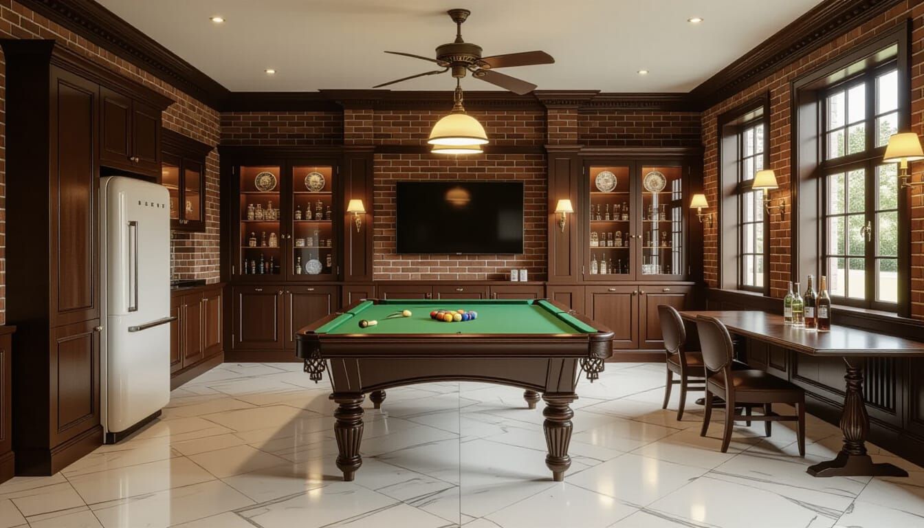 Victorian Billiards Room with Smeg Fridge in Digital Matte S...