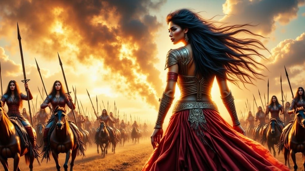 Sultry Warrior Queen in Ancient Greek Armor