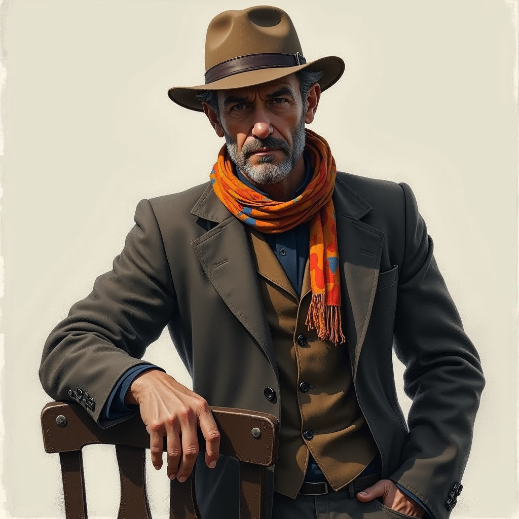 Monochrome Charcoal Drawing of Ostap Bender-Zadunaisky