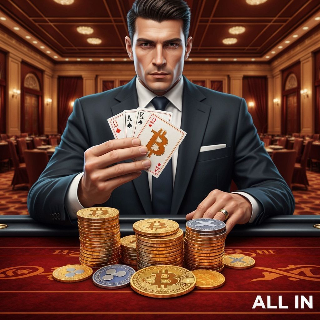 Poker Player's Crypto Royal Flush in Photorealistic Style